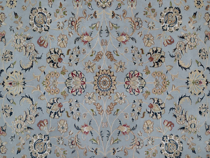 8'10" x 12'1" New Hand Knotted Blue Wool & Silk Rectangle Oriental Rug - MOA10291607