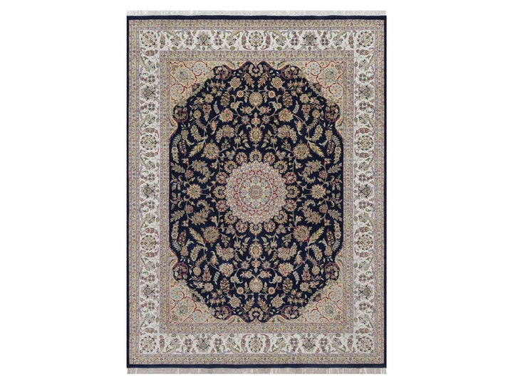9'0" x 12'2" New Hand Knotted Blue Wool & Silk Rectangle Oriental Rug - MOA10291608