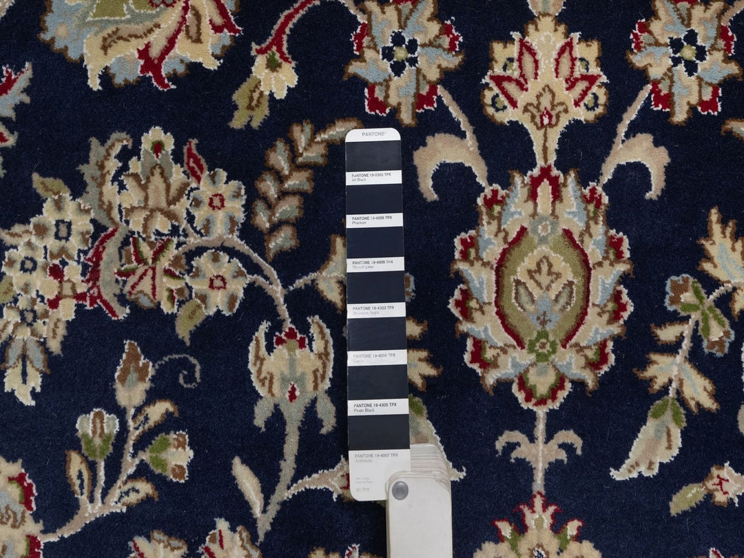 9'0" x 12'2" New Hand Knotted Blue Wool & Silk Rectangle Oriental Rug - MOA10291608