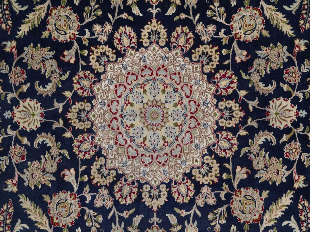9'0" x 12'2" New Hand Knotted Blue Wool & Silk Rectangle Oriental Rug - MOA10291608