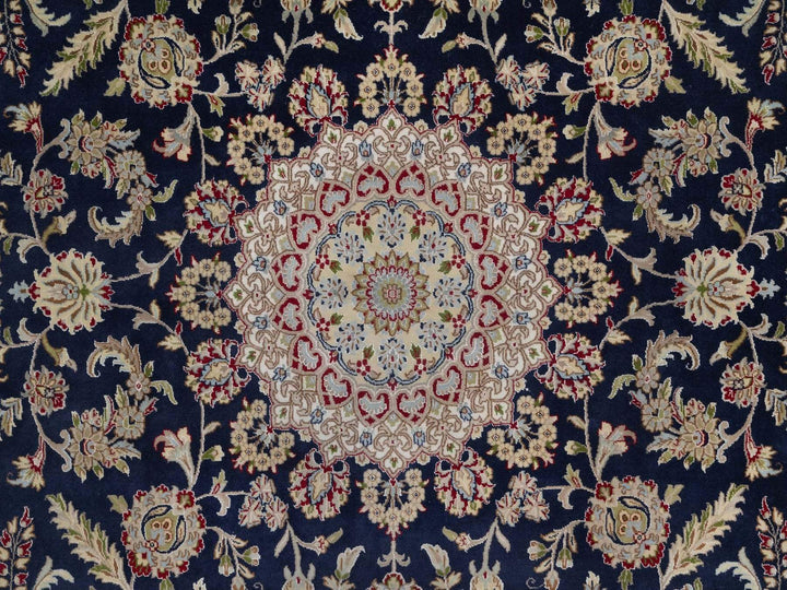9'0" x 12'2" New Hand Knotted Blue Wool & Silk Rectangle Oriental Rug - MOA10291608
