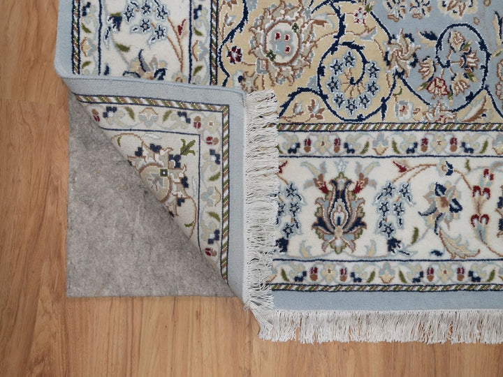 5'11" x 9'2" New Hand Knotted Blue Wool & Silk Rectangle Oriental Rug - MOA10291611