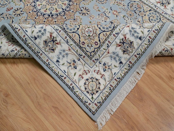 5'11" x 9'2" New Hand Knotted Blue Wool & Silk Rectangle Oriental Rug - MOA10291611