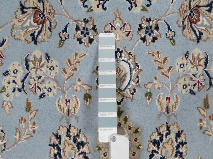 5'11" x 9'2" New Hand Knotted Blue Wool & Silk Rectangle Oriental Rug - MOA10291611