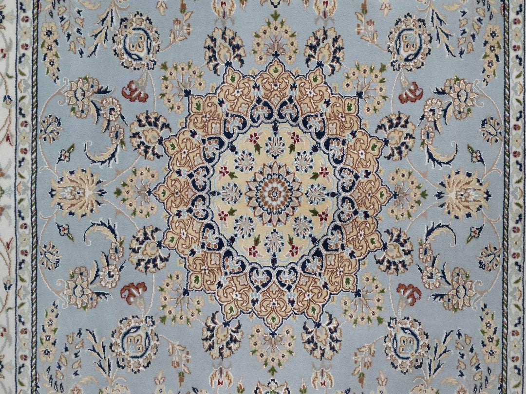 5'11" x 9'2" New Hand Knotted Blue Wool & Silk Rectangle Oriental Rug - MOA10291611