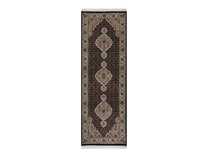 2'9" x 7'11" New Hand Knotted Black Wool Runner Oriental Rug - MOA10291612