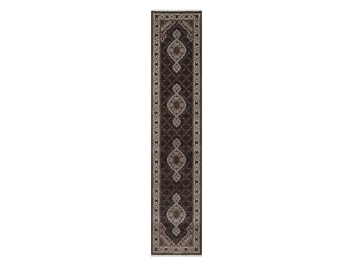 2'6" x 12'2" New Hand Knotted Black Wool Runner Oriental Rug - MOA10291613