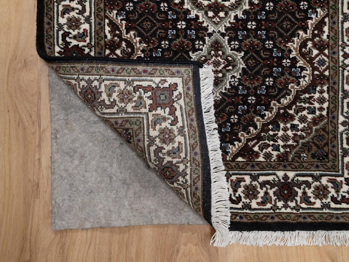 2'6" x 12'2" New Hand Knotted Black Wool Runner Oriental Rug - MOA10291613