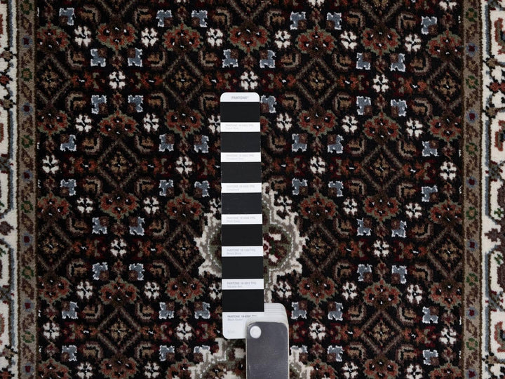 2'6" x 12'2" New Hand Knotted Black Wool Runner Oriental Rug - MOA10291613