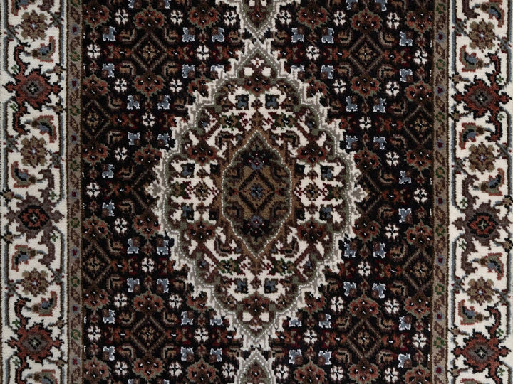 2'6" x 12'2" New Hand Knotted Black Wool Runner Oriental Rug - MOA10291613