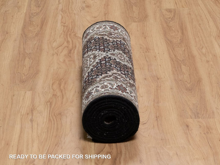 2'6" x 12'2" New Hand Knotted Black Wool Runner Oriental Rug - MOA10291613