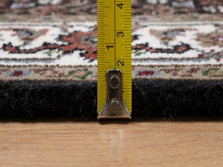 2'6" x 12'2" New Hand Knotted Black Wool Runner Oriental Rug - MOA10291613