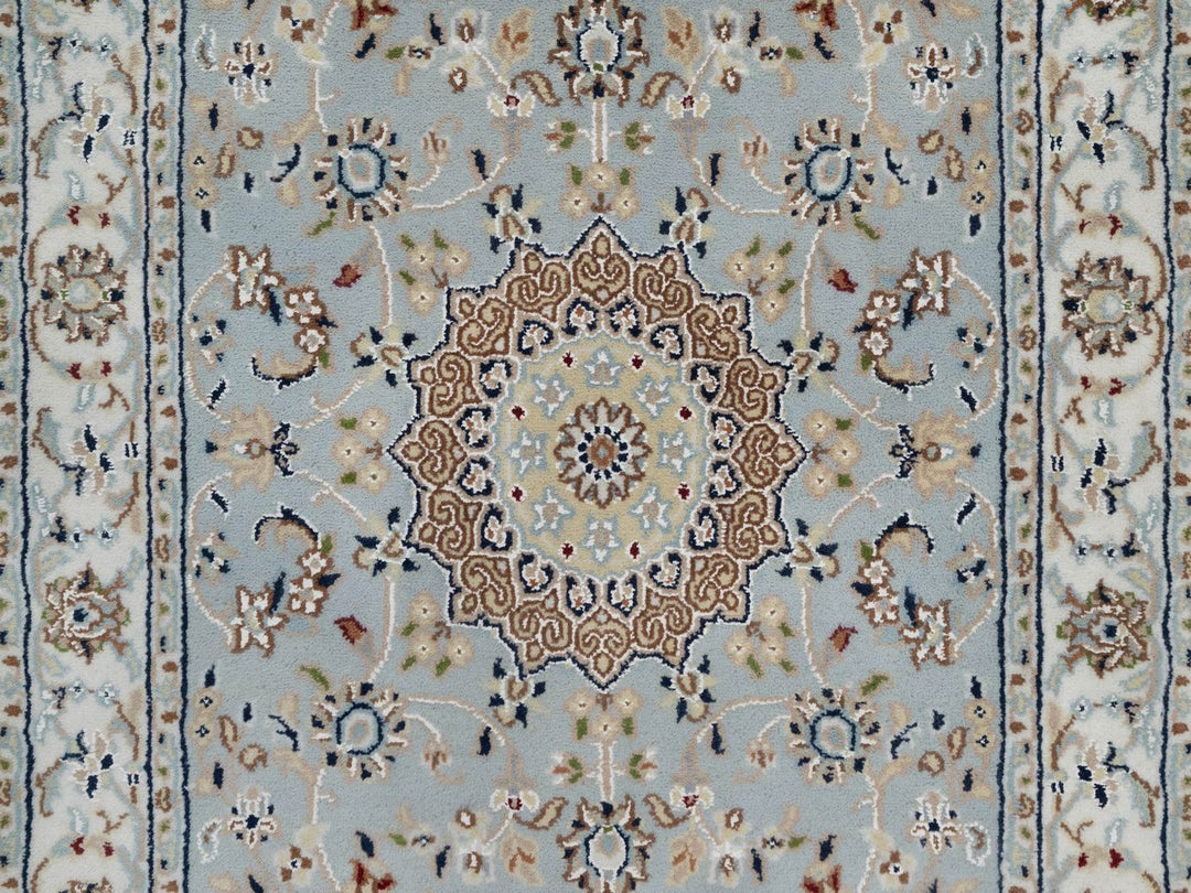2'7" x 18'5" New Hand Knotted Blue Wool & Silk Runner Oriental Rug - MOA10291615