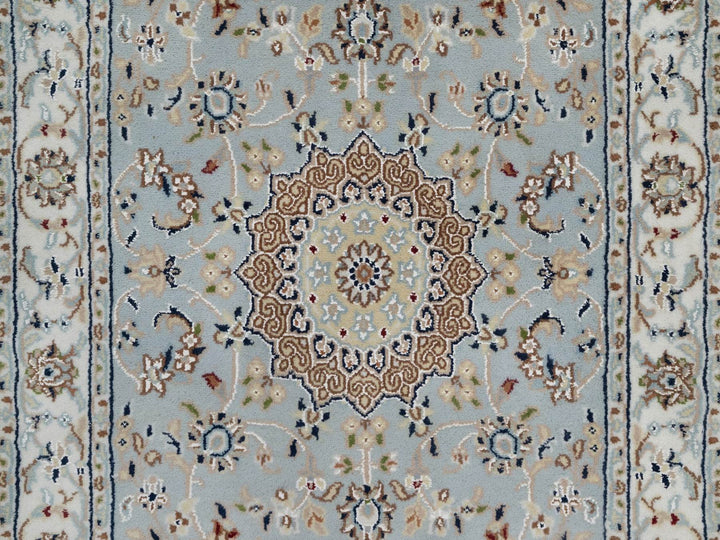 2'7" x 18'5" New Hand Knotted Blue Wool & Silk Runner Oriental Rug - MOA10291615