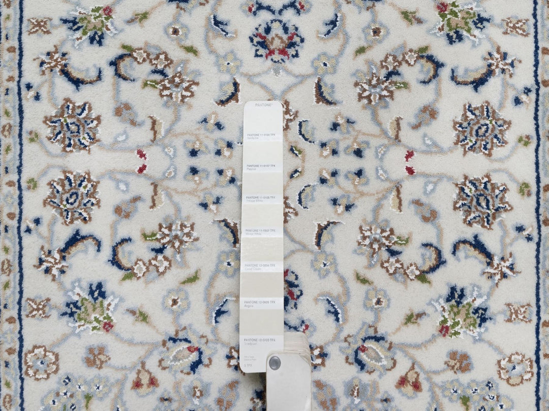 2'9" x 21'8" New Hand Knotted Ivory Wool & Silk Runner Oriental Rug - MOA10291619