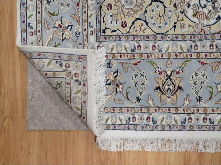 8'9" x 12'0" New Hand Knotted Ivory Wool & Silk Rectangle Oriental Rug - MOA10291620