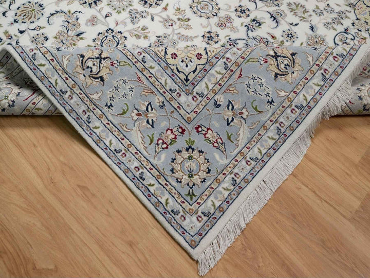 8'9" x 12'0" New Hand Knotted Ivory Wool & Silk Rectangle Oriental Rug - MOA10291620
