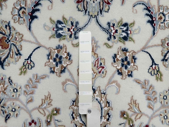 8'9" x 12'0" New Hand Knotted Ivory Wool & Silk Rectangle Oriental Rug - MOA10291620
