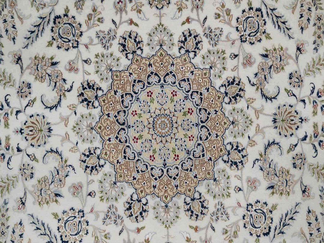 8'9" x 12'0" New Hand Knotted Ivory Wool & Silk Rectangle Oriental Rug - MOA10291620