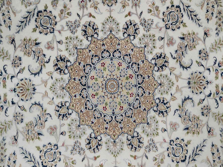 8'9" x 12'0" New Hand Knotted Ivory Wool & Silk Rectangle Oriental Rug - MOA10291620