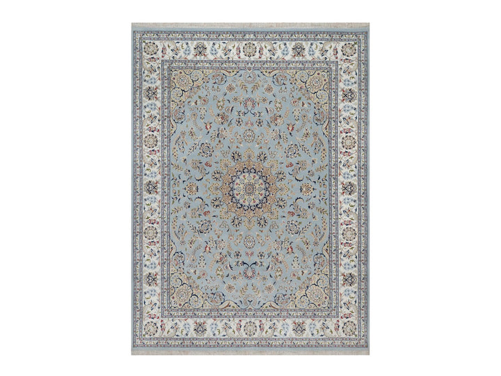 8'9" x 11'11" New Hand Knotted Blue Wool & Silk Rectangle Oriental Rug - MOA10291621