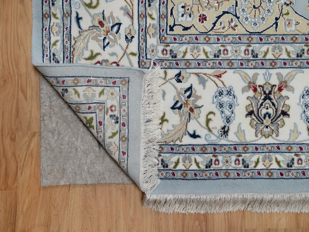 8'9" x 11'11" New Hand Knotted Blue Wool & Silk Rectangle Oriental Rug - MOA10291621