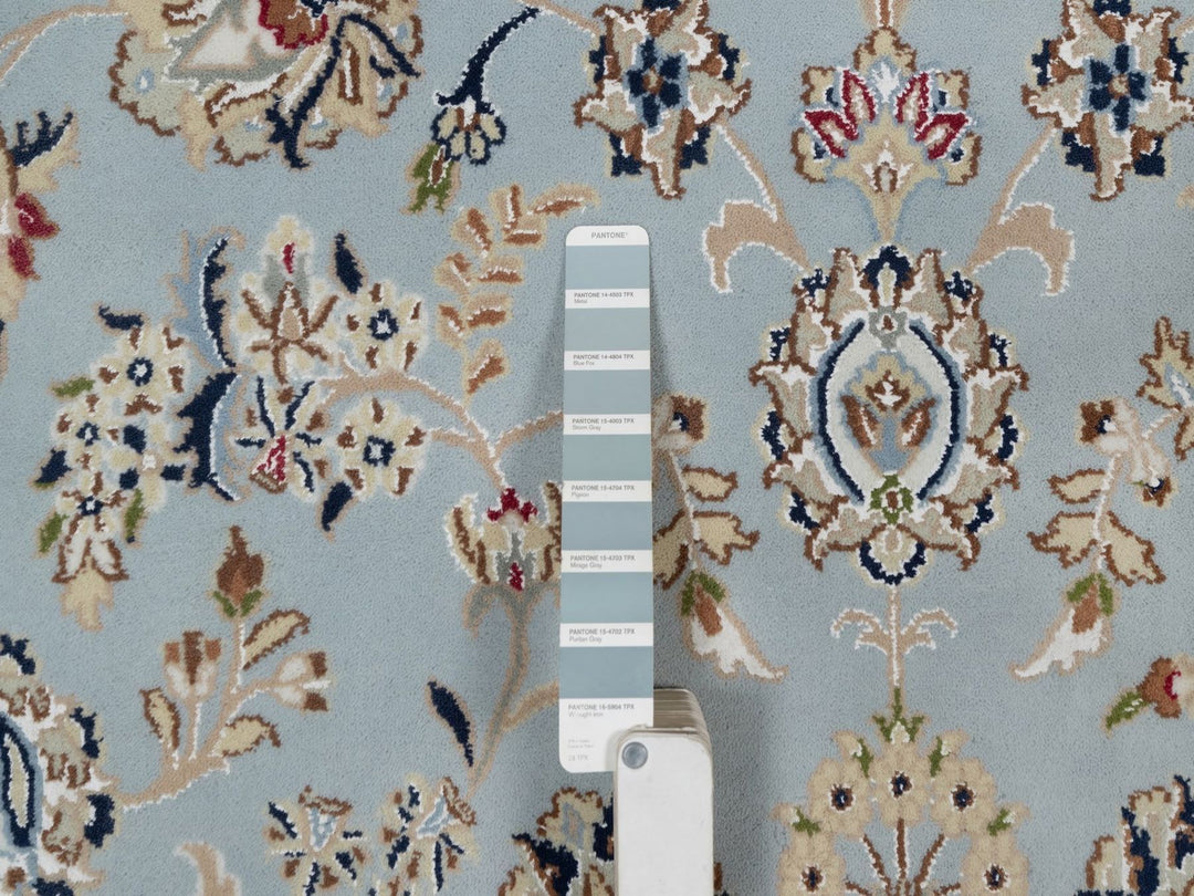 8'9" x 11'11" New Hand Knotted Blue Wool & Silk Rectangle Oriental Rug - MOA10291621