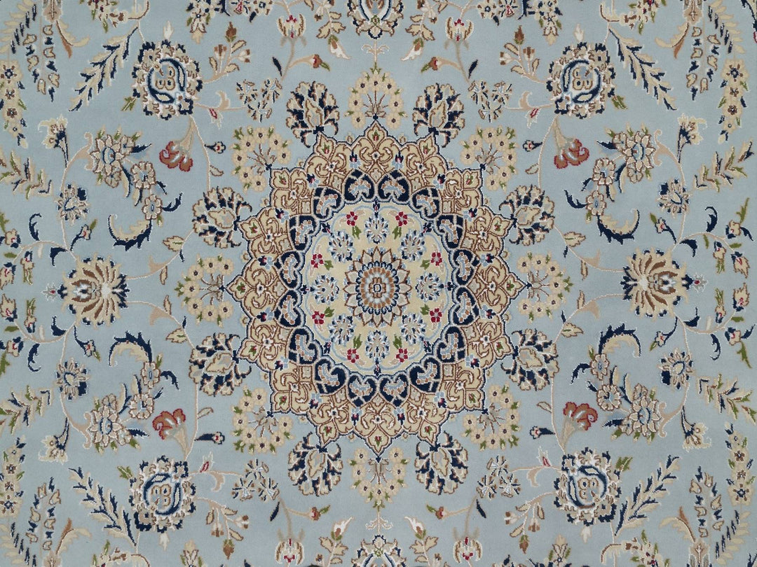 8'9" x 11'11" New Hand Knotted Blue Wool & Silk Rectangle Oriental Rug - MOA10291621