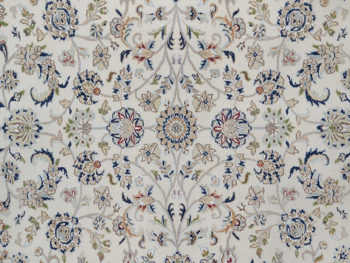 7'9" x 7'9" New Hand Knotted Ivory Wool & Silk Round Oriental Rug - MOA10291622