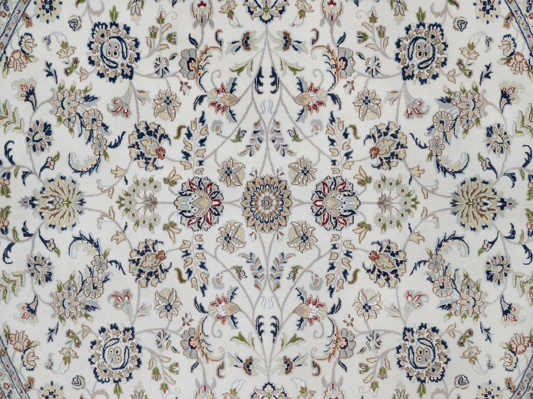 9'10" x 9'10" New Hand Knotted Ivory Wool & Silk Round Oriental Rug - MOA10291623