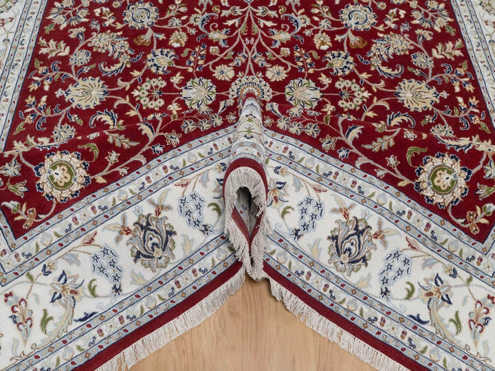 8'1" x 10'3" New Hand Knotted Red Wool & Silk Rectangle Oriental Rug - MOA10291632