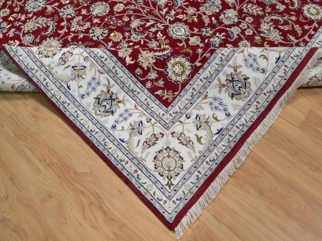 8'1" x 10'3" New Hand Knotted Red Wool & Silk Rectangle Oriental Rug - MOA10291632