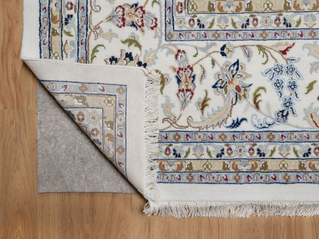 11'8" x 15'2" New Hand Knotted Ivory Wool & Silk Rectangle Oriental Rug - MOA10291634