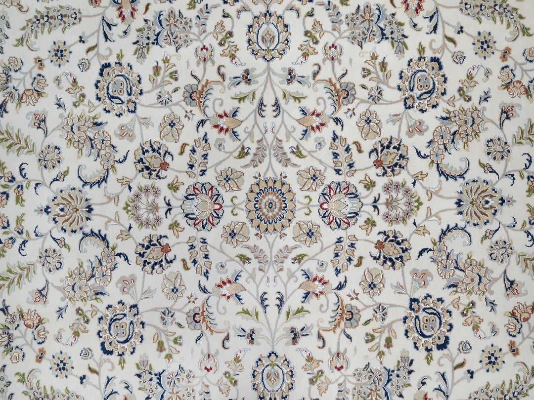 11'8" x 15'2" New Hand Knotted Ivory Wool & Silk Rectangle Oriental Rug - MOA10291634