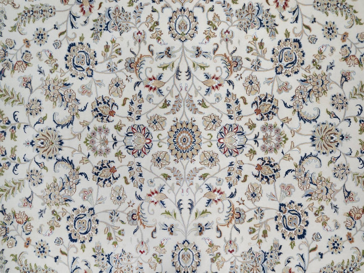 11'8" x 15'2" New Hand Knotted Ivory Wool & Silk Rectangle Oriental Rug - MOA10291634