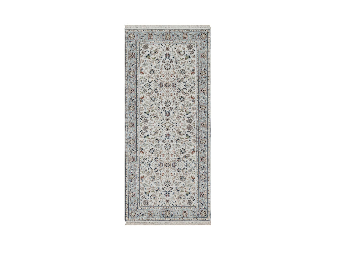 2'9" x 6'1" New Hand Knotted Ivory Wool & Silk Runner Oriental Rug - MOA10291636