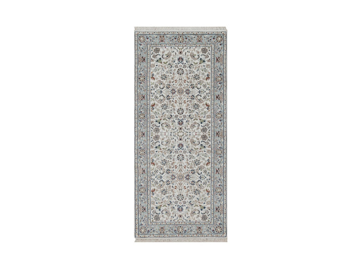 2'9" x 6'1" New Hand Knotted Ivory Wool & Silk Runner Oriental Rug - MOA10291636