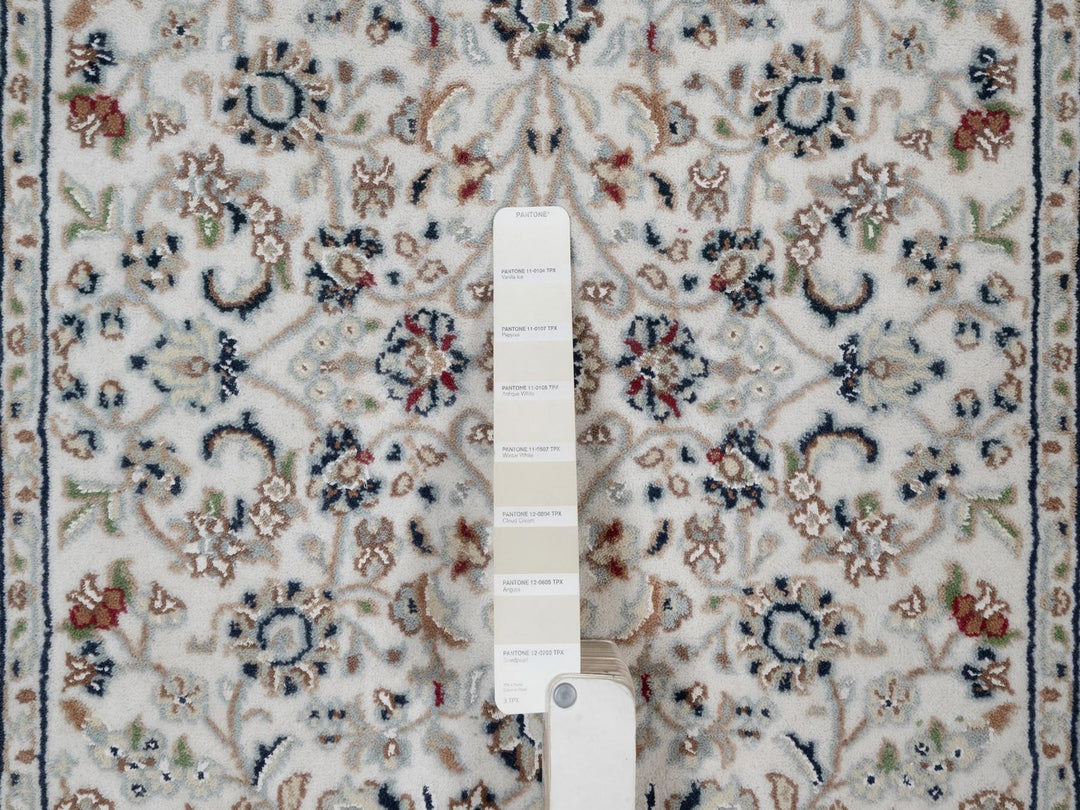 2'9" x 6'1" New Hand Knotted Ivory Wool & Silk Runner Oriental Rug - MOA10291636