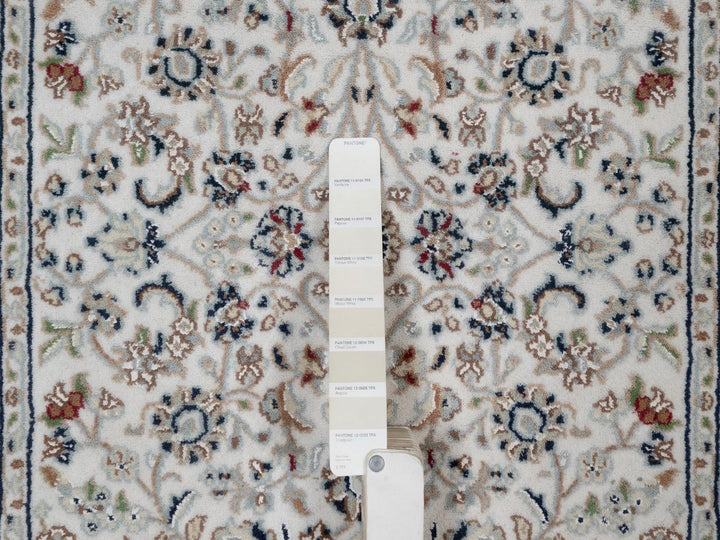2'9" x 6'1" New Hand Knotted Ivory Wool & Silk Runner Oriental Rug - MOA10291636
