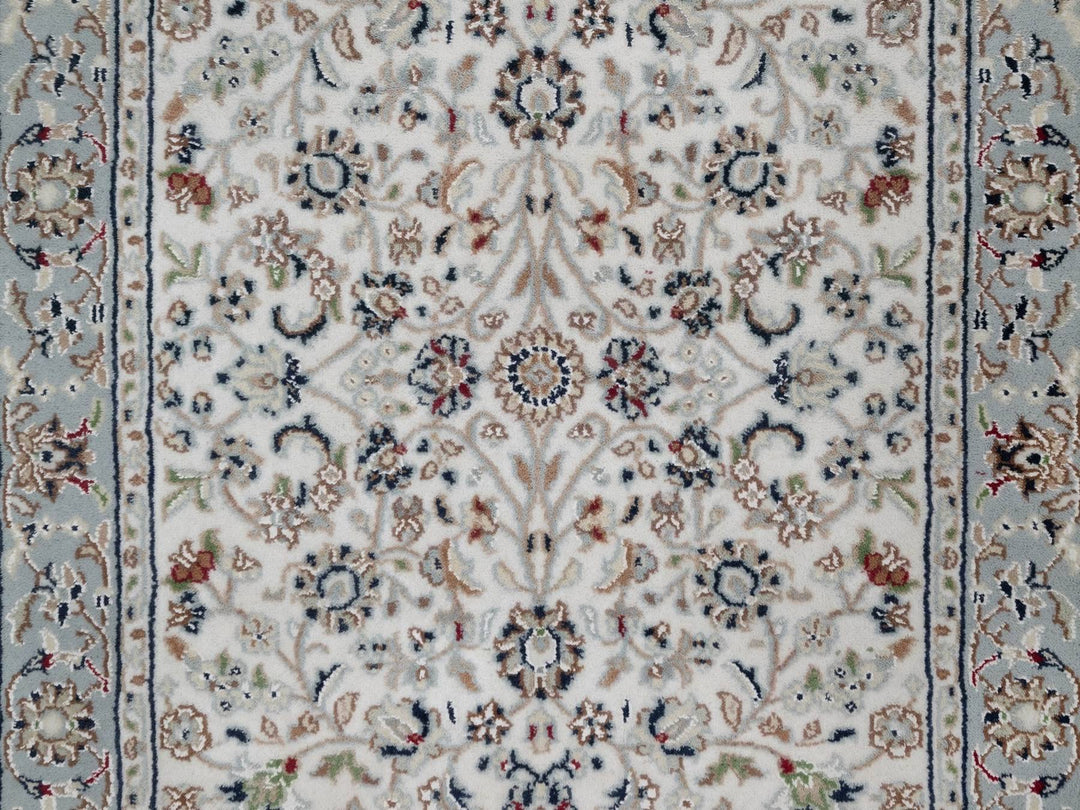2'9" x 6'1" New Hand Knotted Ivory Wool & Silk Runner Oriental Rug - MOA10291636