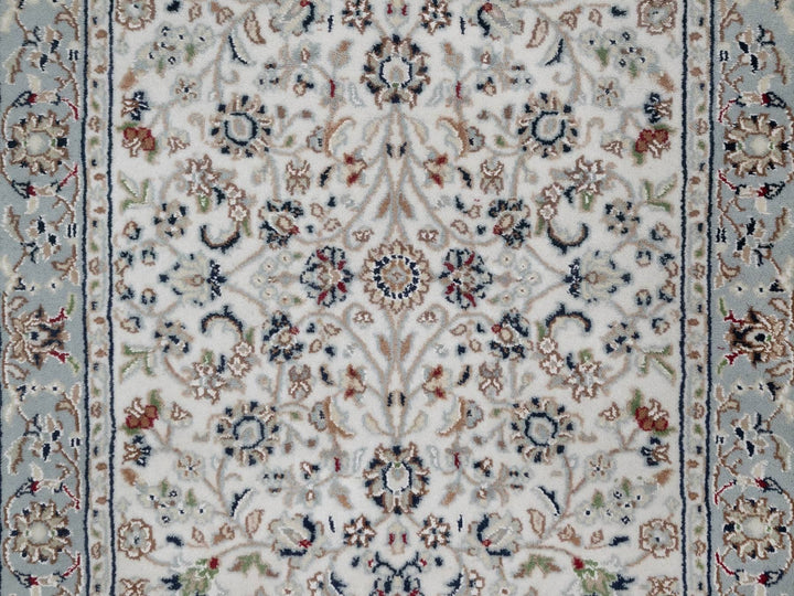 2'9" x 6'1" New Hand Knotted Ivory Wool & Silk Runner Oriental Rug - MOA10291636