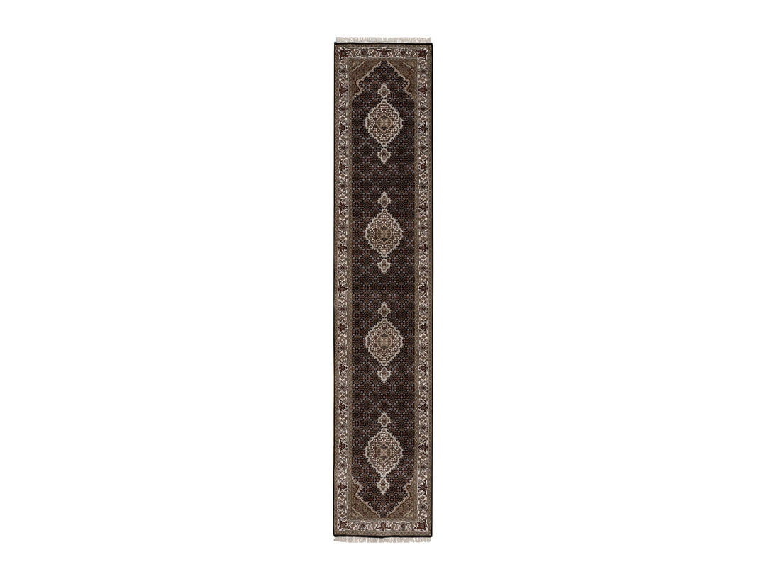 2'10" x 13'11" New Hand Knotted Black Wool Runner Oriental Rug - MOA10291639