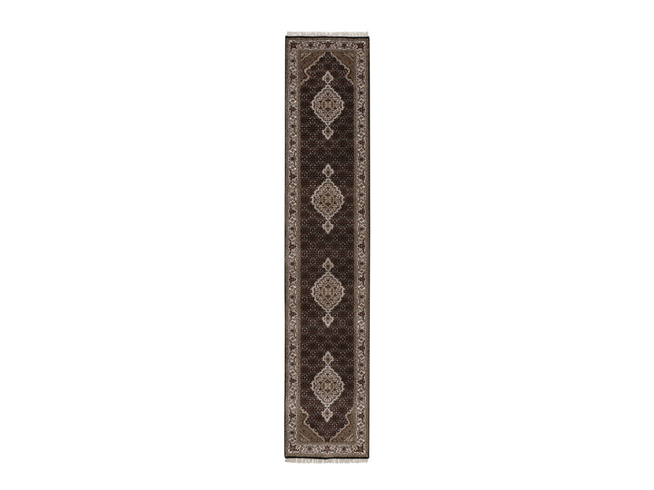 2'10" x 13'11" New Hand Knotted Black Wool Runner Oriental Rug - MOA10291639