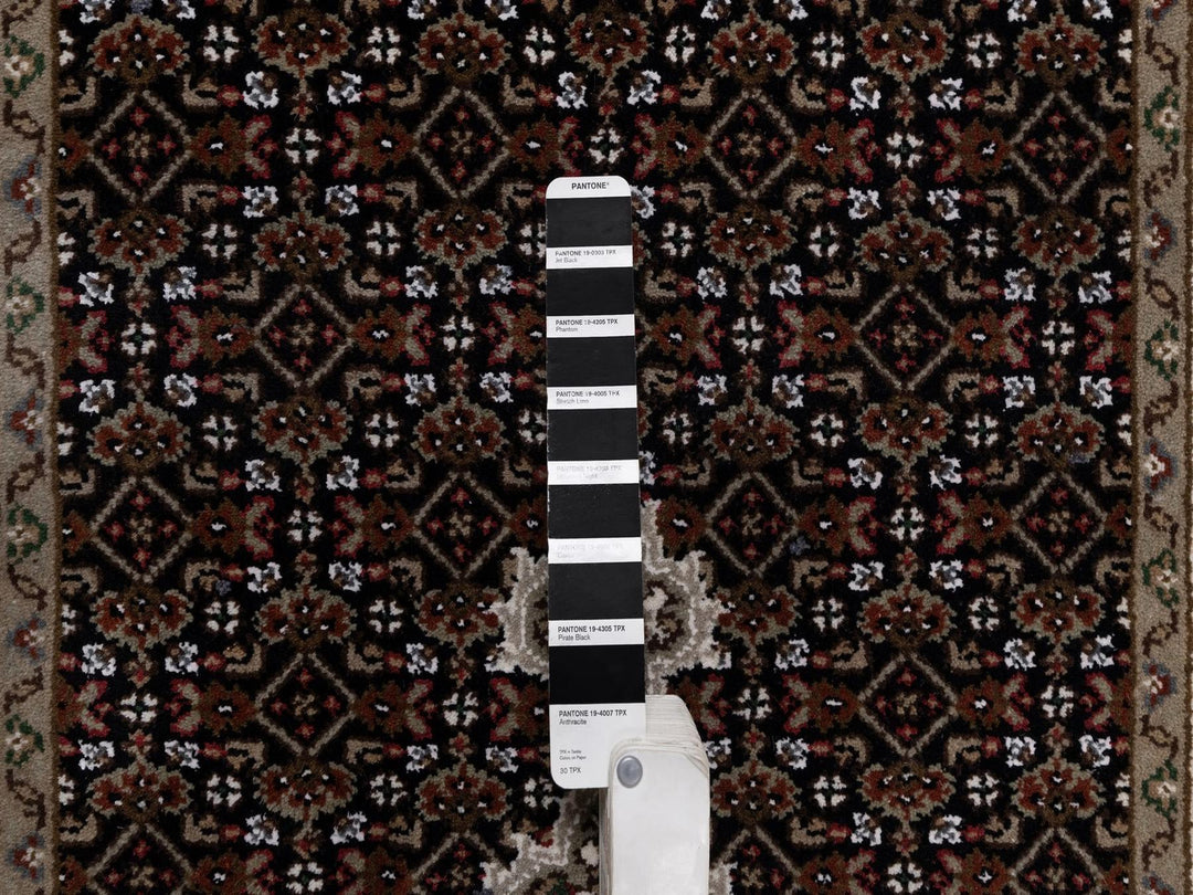 2'10" x 13'11" New Hand Knotted Black Wool Runner Oriental Rug - MOA10291639