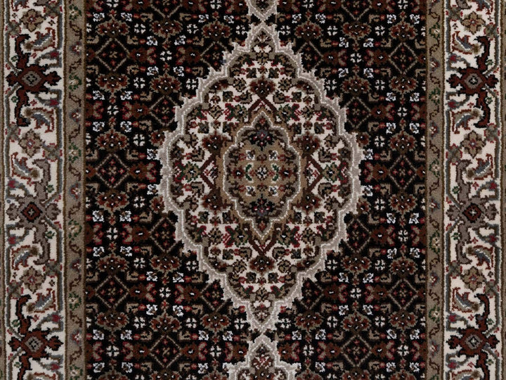2'10" x 13'11" New Hand Knotted Black Wool Runner Oriental Rug - MOA10291639