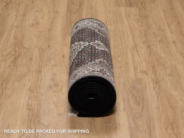 2'10" x 13'11" New Hand Knotted Black Wool Runner Oriental Rug - MOA10291639