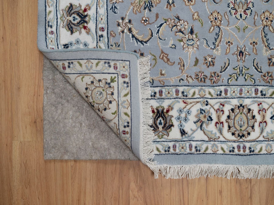 4'3" x 6'4" New Hand Knotted Blue Wool & Silk Rectangle Oriental Rug - MOA10291640