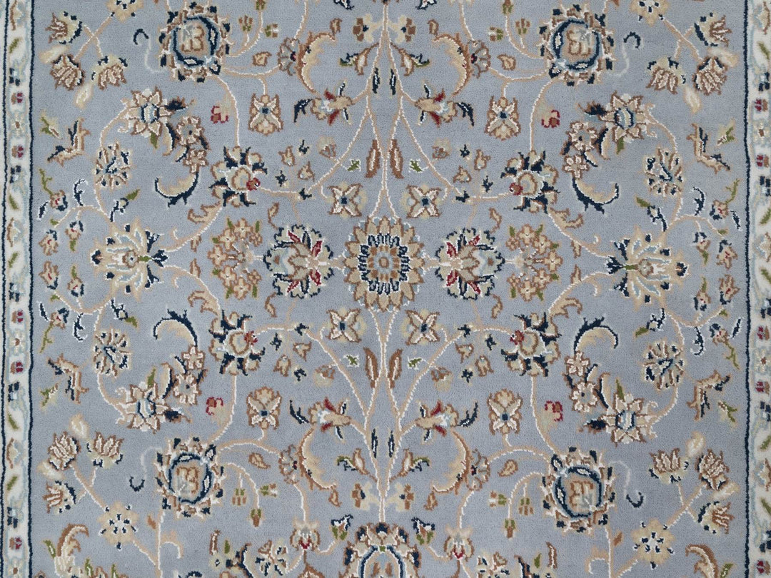 4'3" x 6'4" New Hand Knotted Blue Wool & Silk Rectangle Oriental Rug - MOA10291640