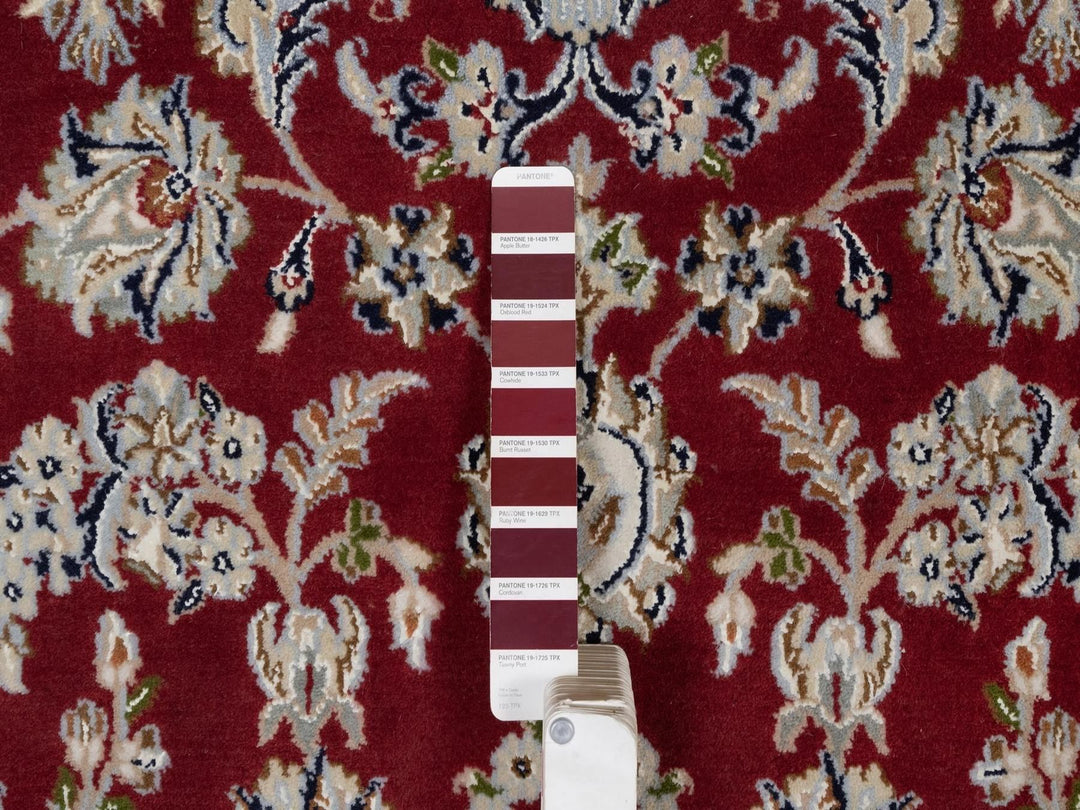 6'0" x 9'0" New Hand Knotted Red Wool & Silk Rectangle Oriental Rug - MOA10291641