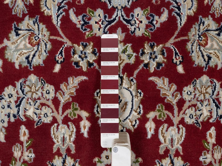 6'0" x 9'0" New Hand Knotted Red Wool & Silk Rectangle Oriental Rug - MOA10291641